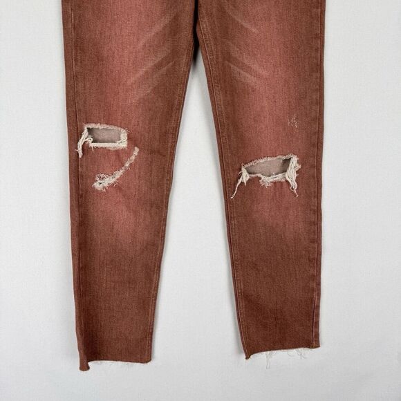 Pilcro Anthropologie Jeans Womens 26 Brown Straight Ankle‎ Ripped Denim NWT - Picture 4 of 16